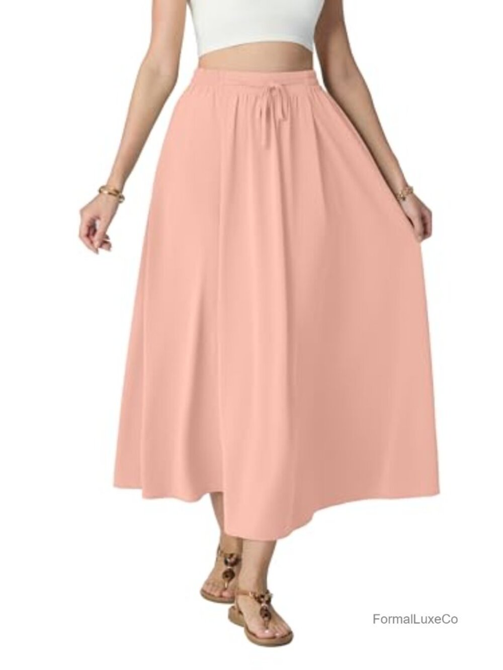 Satin High Waisted A Line Maxi Skirt Elegant Long Summer